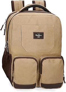 Jasp, Mochila Para Portátil 15 6 Dos Compartimentos Hombre, Marrón, 32x46x15 Cm
