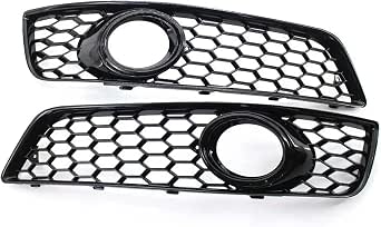 Pair Honeycomb Fog Light Grille Covers – Gloss Black – Fits Audi A3 8P 2009-2013 – Non-S3