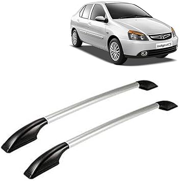 Vocado Exclusive Car Stylish Drill Free Roof Rails Black & Silver for Tata Indigo