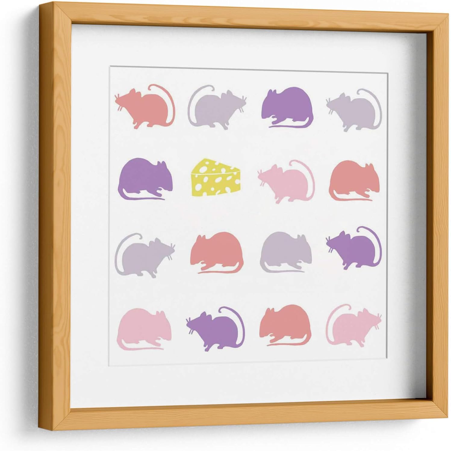 Canvas Lab | Animal Sudoku in Pink V by Chariklia Zarris | 15 x 15 in | Fine Art Framed Print, Frame Color: White, With Mat | Animals, Kids, Nature, Sports and games