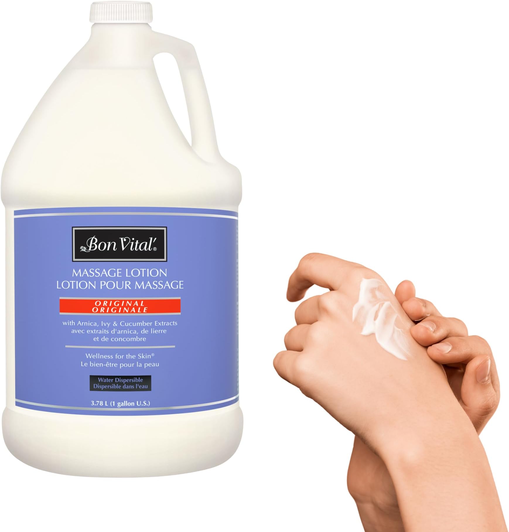 Bon Vital Original Massage Lotion, 1 Gallon Pail – Lightweight, Non-Greasy Formula for Massage Therapy, Moisturizes & Nourishes Dry Skin, Ideal for Clinics, Spas & High-Volume Use