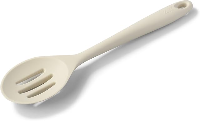 Zeal Silicone Non-Stick Slotted Spoon (28cm) -Cream, 28 cm