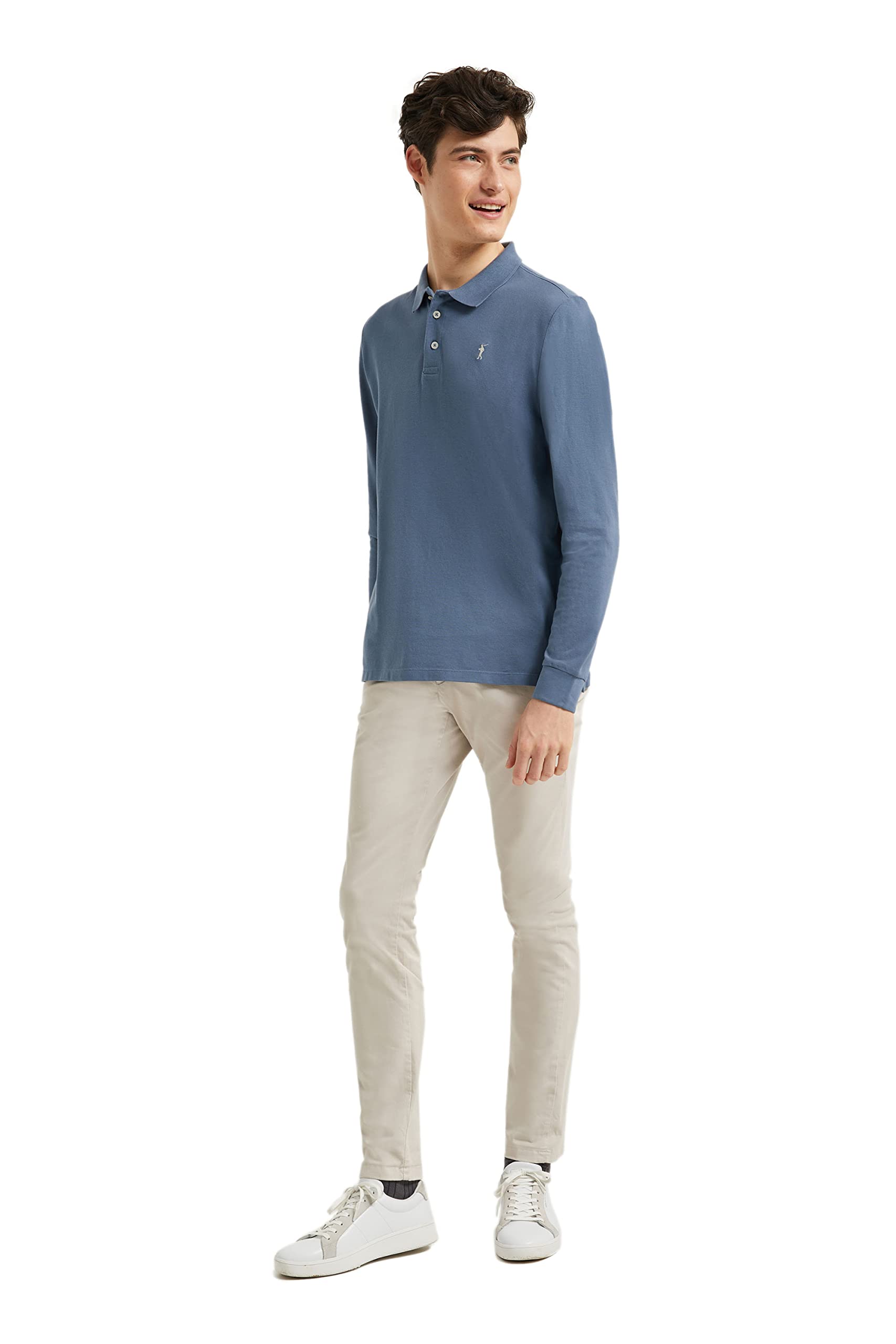 Polo Club Polo Elegante Uomo Manica Lunga Ricamo con Logo - 100% Cotone -