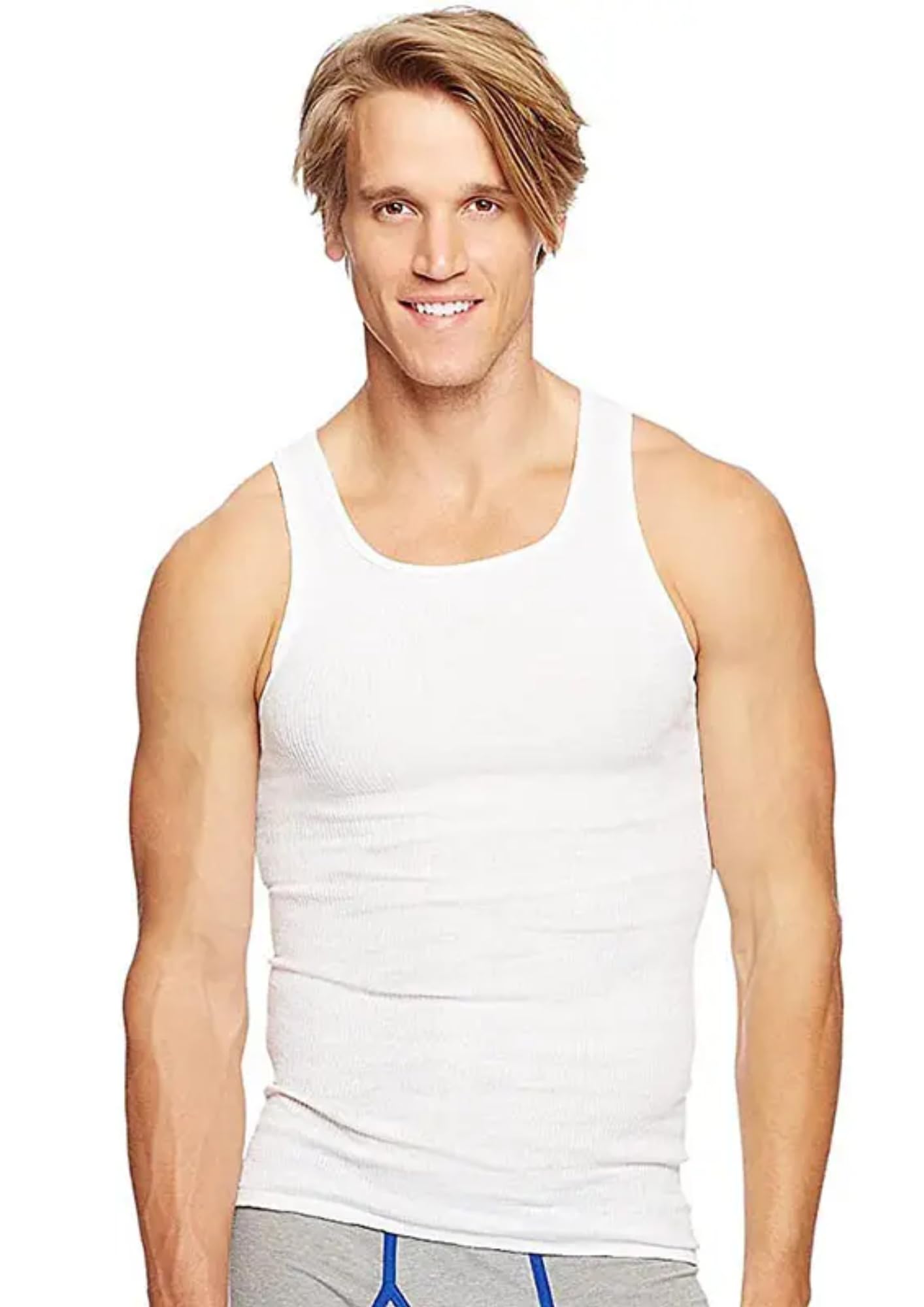 (Size M) Yas4t Tank Ribbed Nature Quality 100% Cotton Relax Undershirt