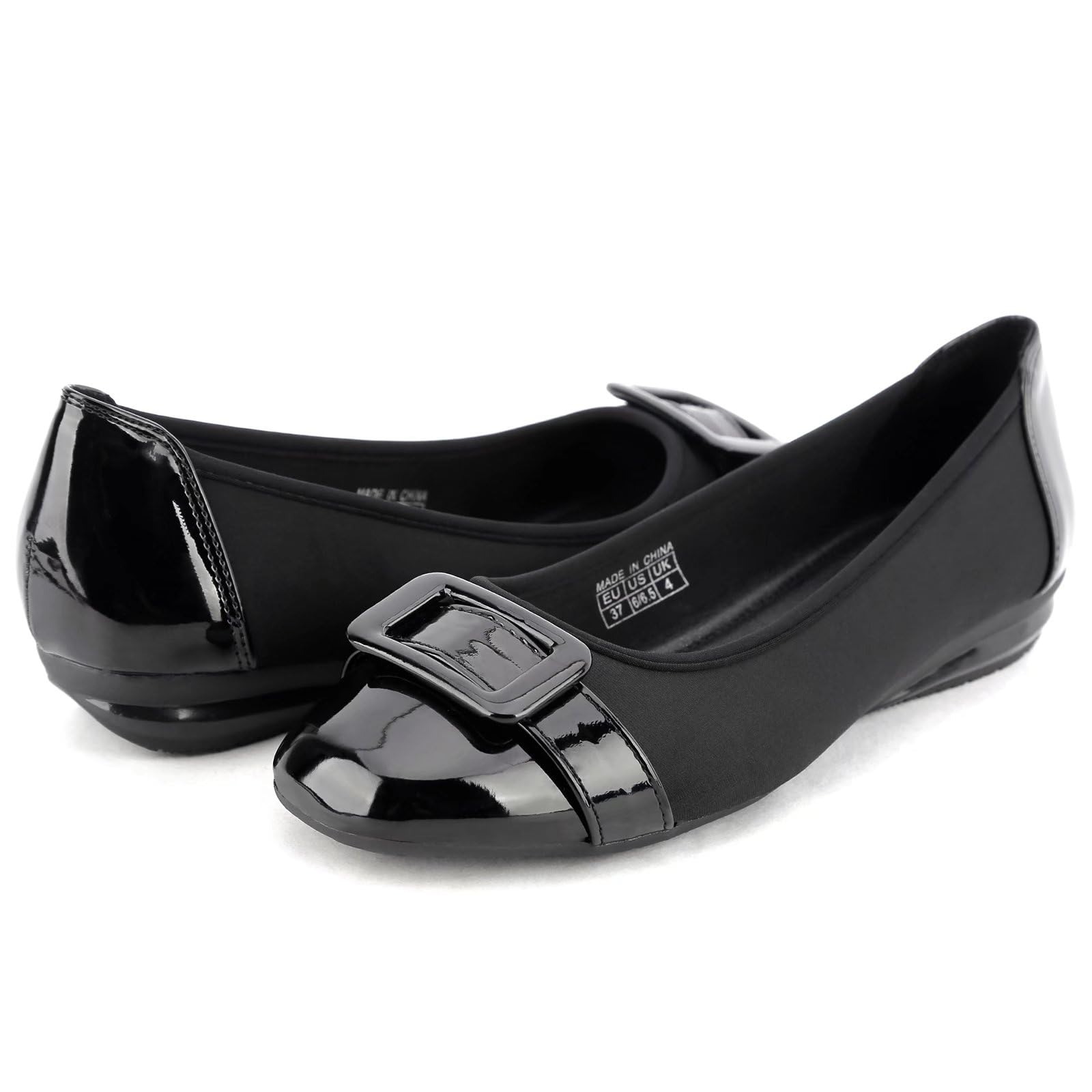 Greatonu - Ballerines carrées classiques fermées pour femme
