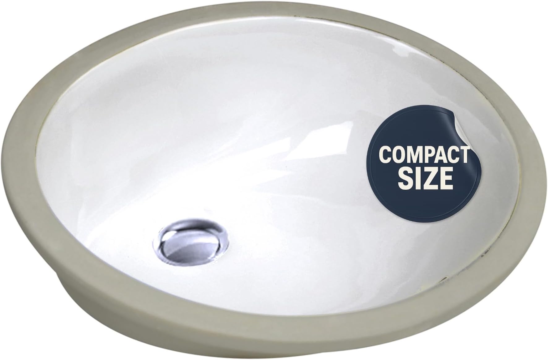 Nantucket Sinks UM-15x12-W Small Oval Ceramic Sink – 15" x 12" Interior Bowl,...