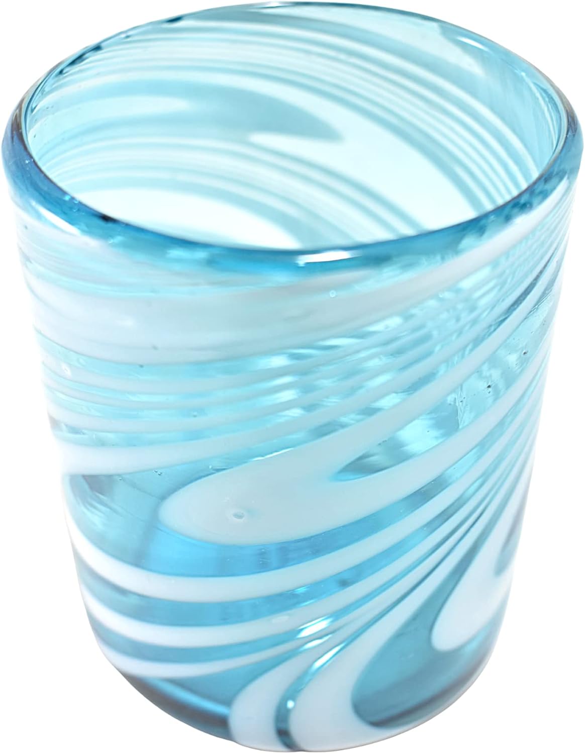 MAREY Hand Blown Drinking Glasses Artisan Crafted from Mexico Set of 6 pieces (Poseidon, Old Fashioned 10 Oz.)