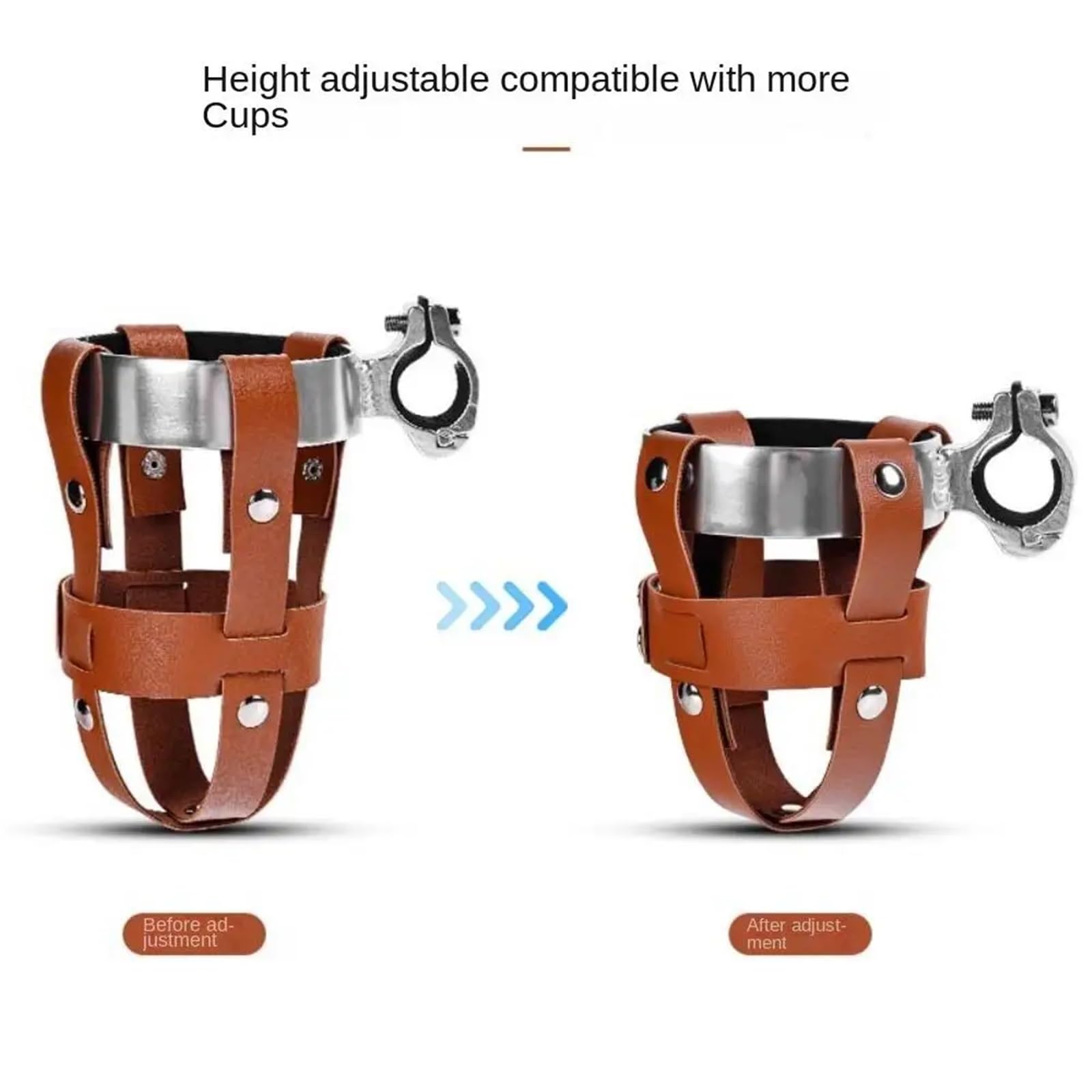Soporte para bicicleta de aleación de aluminio + piel sintética, mango ajustable, hebilla, soporte de botella de estilo retro, para bicicleta de montaña, bicicleta de carretera (estilo D, 5 piezas)