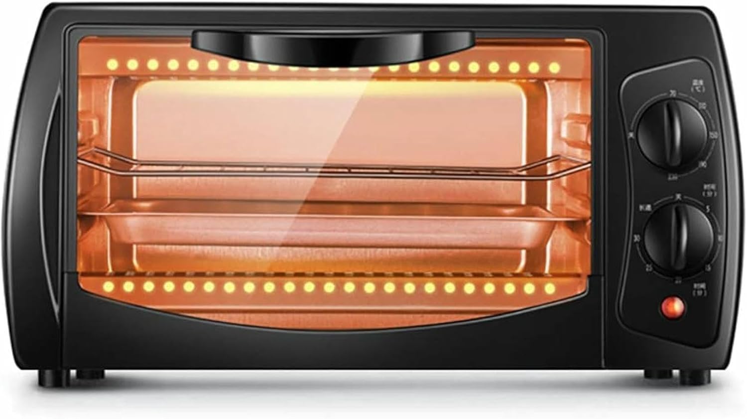 Household electric oven, Multifunctional 10L baking small oven, Multiple Cooking Functions Grill Adjustable Temperature Control Timer Useful