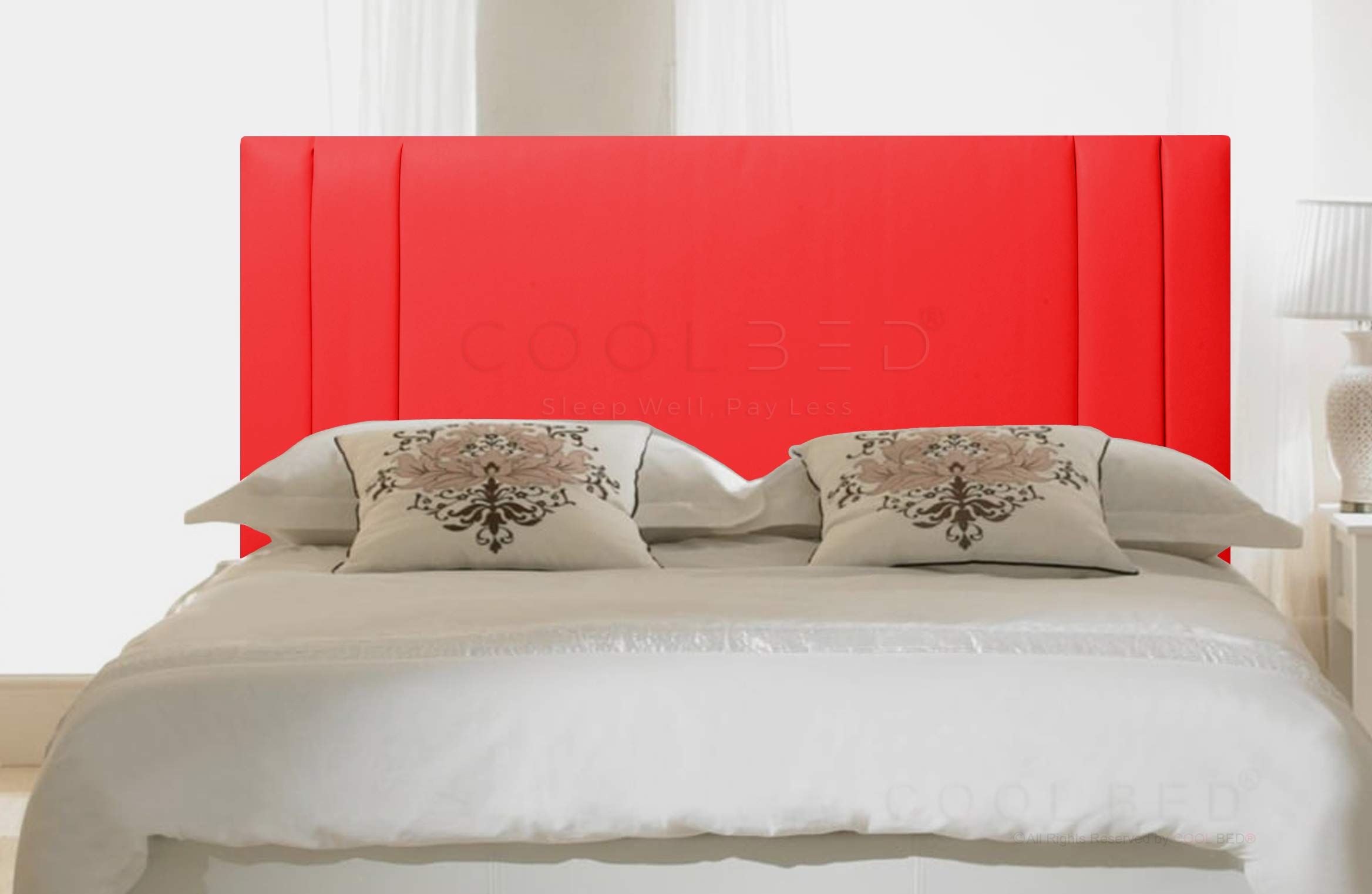 FAUX LEATHER 26" SAVANNAH HEADBOARD FOR DIVAN BED BASE (Red, 4FT - SMALL DOUBLE)