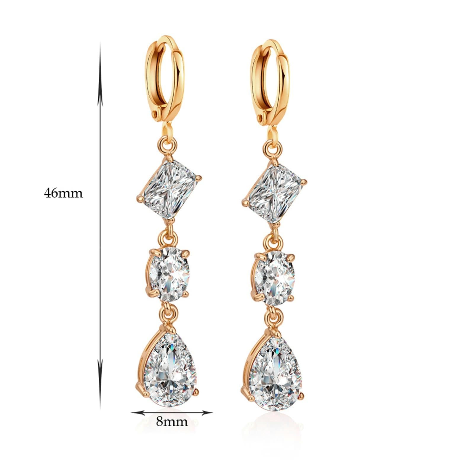 Damen Ohrstecker Vintage für Damen, Trendy mit Moissanit Baumel-Ohrringe, Gelbgold Modeschmuck Ohrringe Gold für Sie