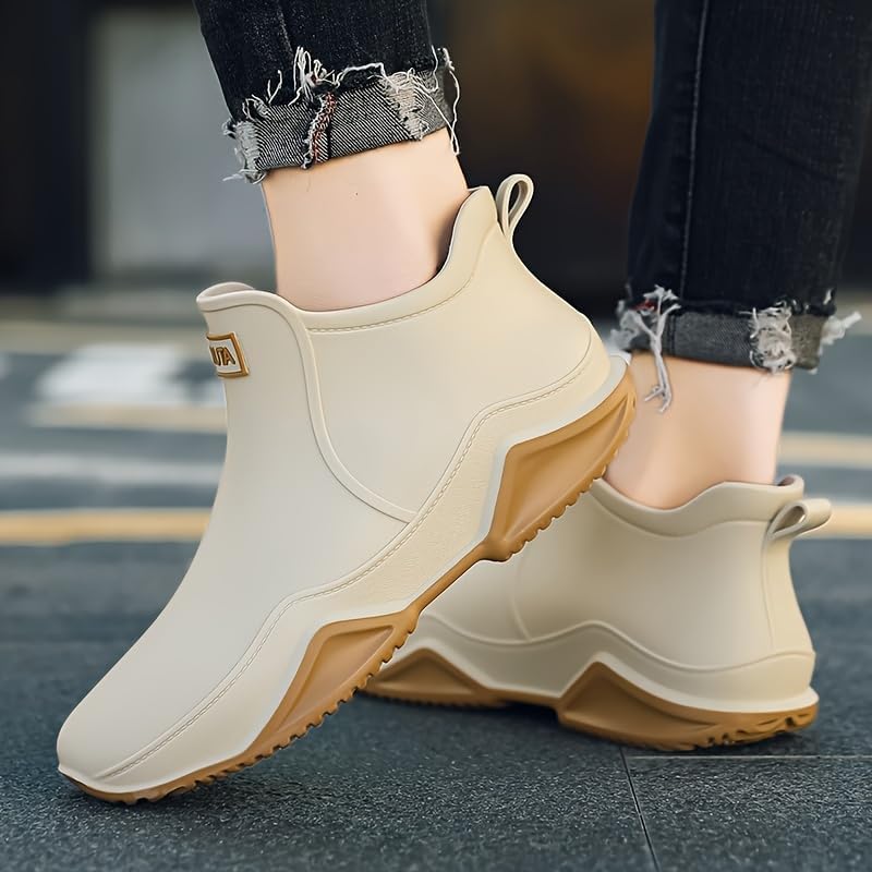 Stylish Outdoor Rain Boots, Unisex Waterproof Shoes for Fishing with Non-Slip Rubber Soles - Stylish Solid Color PVC Upper, Fabric Inner Layer and EVA Insole3