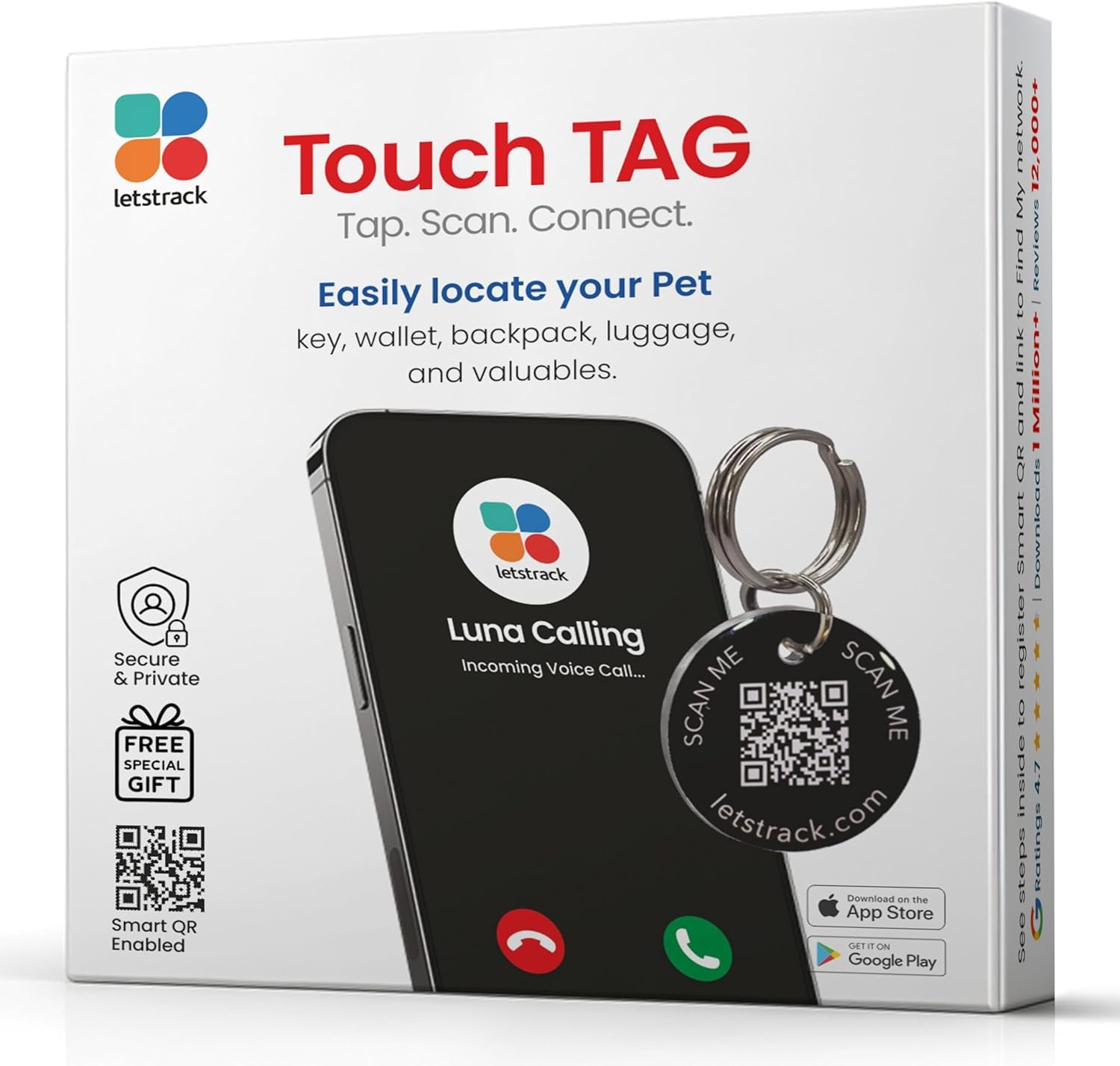 Personalised Smart QR Pet Tag Pack of 4 | Real-Time Alerts | Private Calling | Dog Cat | Scratch Resistant | Name ID | Keychain Style | Puppy Kitten Bag Tag | Identity Tracker