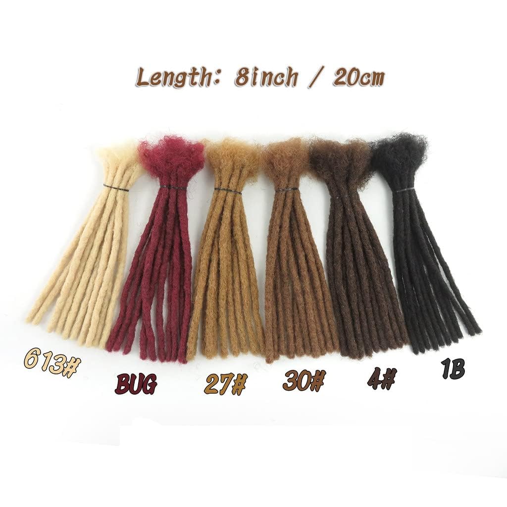 Handmade Short Handmade Dreadlocks Loc Black Reggae Hair Extensions Hip-Hop Style Braiding Hair For Men Women And Kids (#27 Strawberry Blonde,8" 3g/strand)
