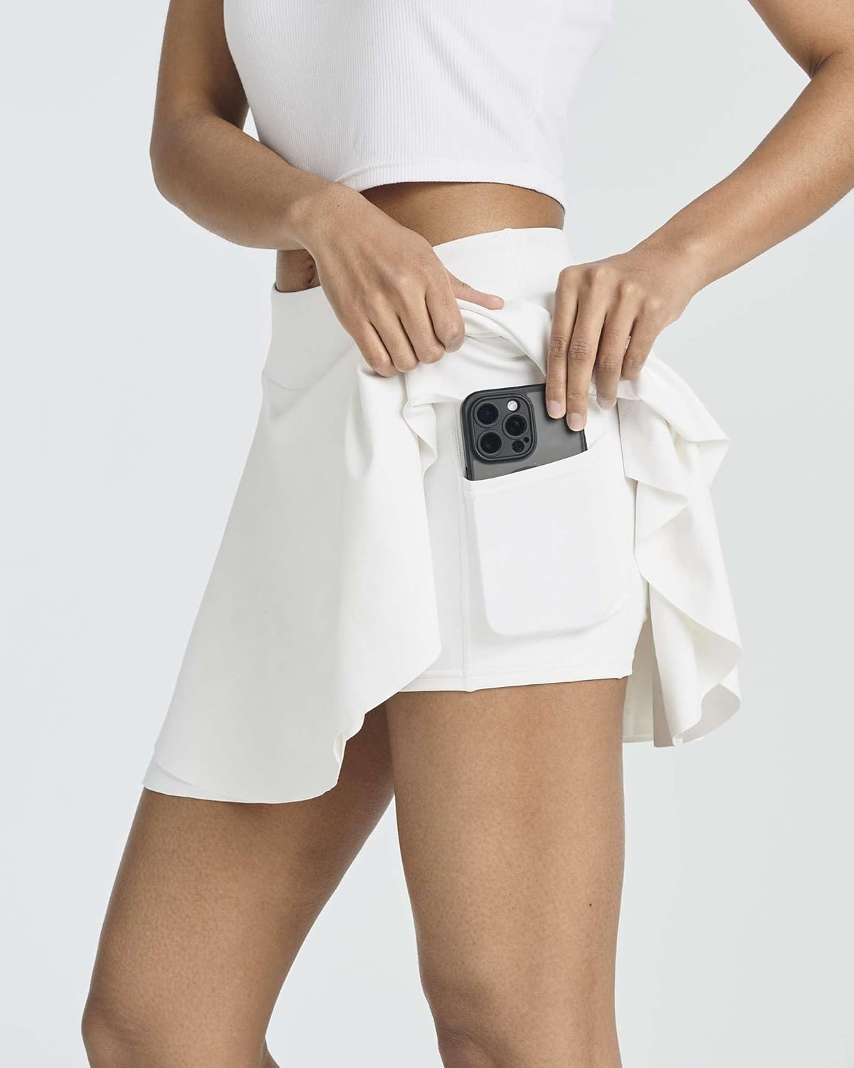 Real Essentials 3 Pack: Women's 14" Layered Ruffle Flowy Tennis Golf Skorts Pockets Pleated Mini Skirt Athletic Liner Shorts - Image 3