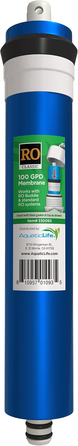 AQUATICLIFE 50 GPD Membrane Filter Replacement Cartridge for Reverse Osmosis Deionization Water Filtration Systems RO/RODI Filter Units, 1.7"x11.75"