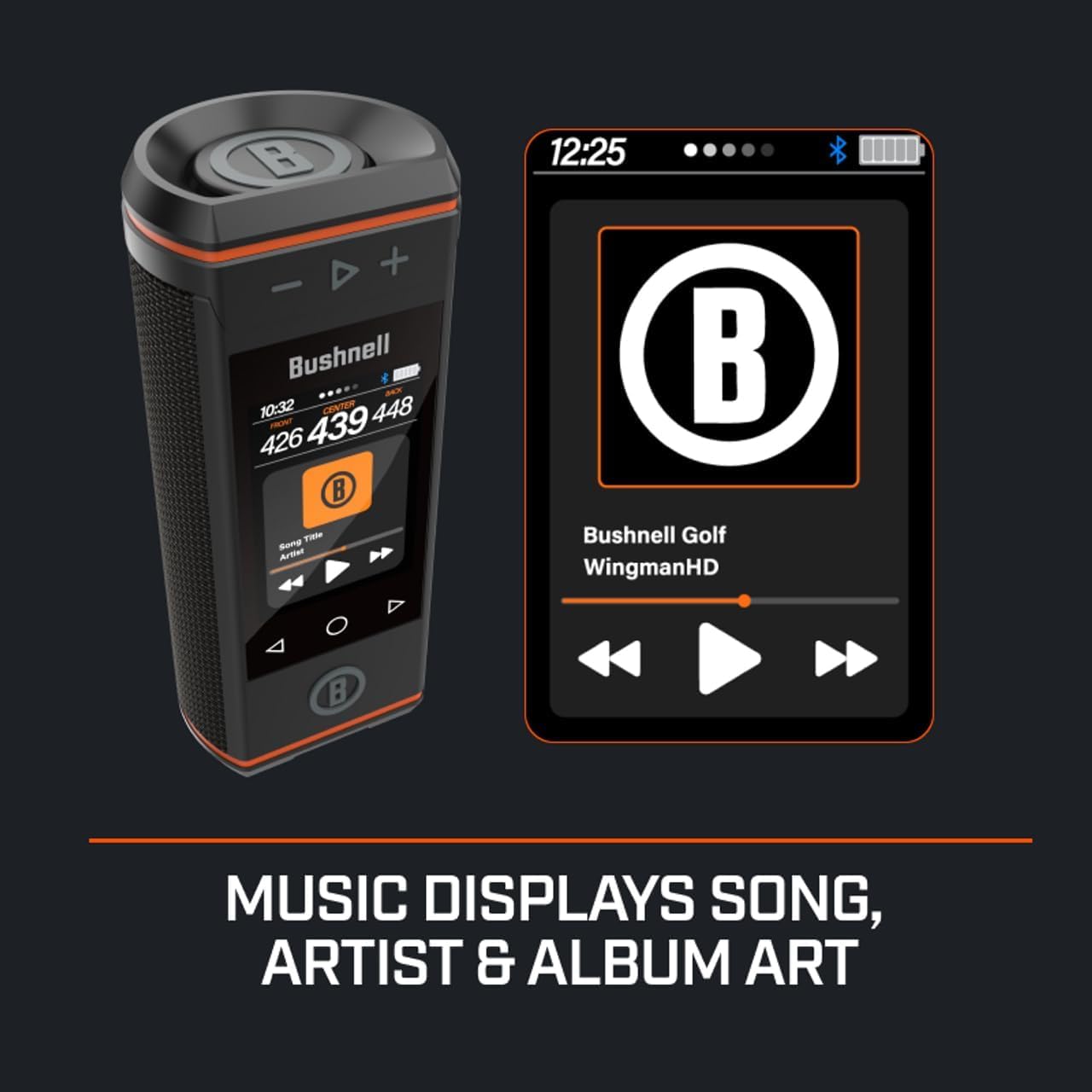 Bushnell Wingman HD Golf GPS Speaker Bundle - 3.5” Color HD Touchscreen, 360 Audio, 2 x 10 Watt Speakers, BITE Mount with PlayBetter Portable Charger & Protective Wingman Pouch