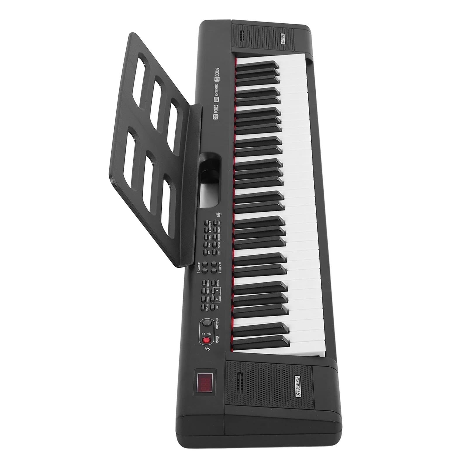 Piano Teclado Teclado De Piano Digital De 61 Teclas Tonos Y Ritmos Intensos Iluminación Portátil Teclado Electrónico De Piano(Converter 1)