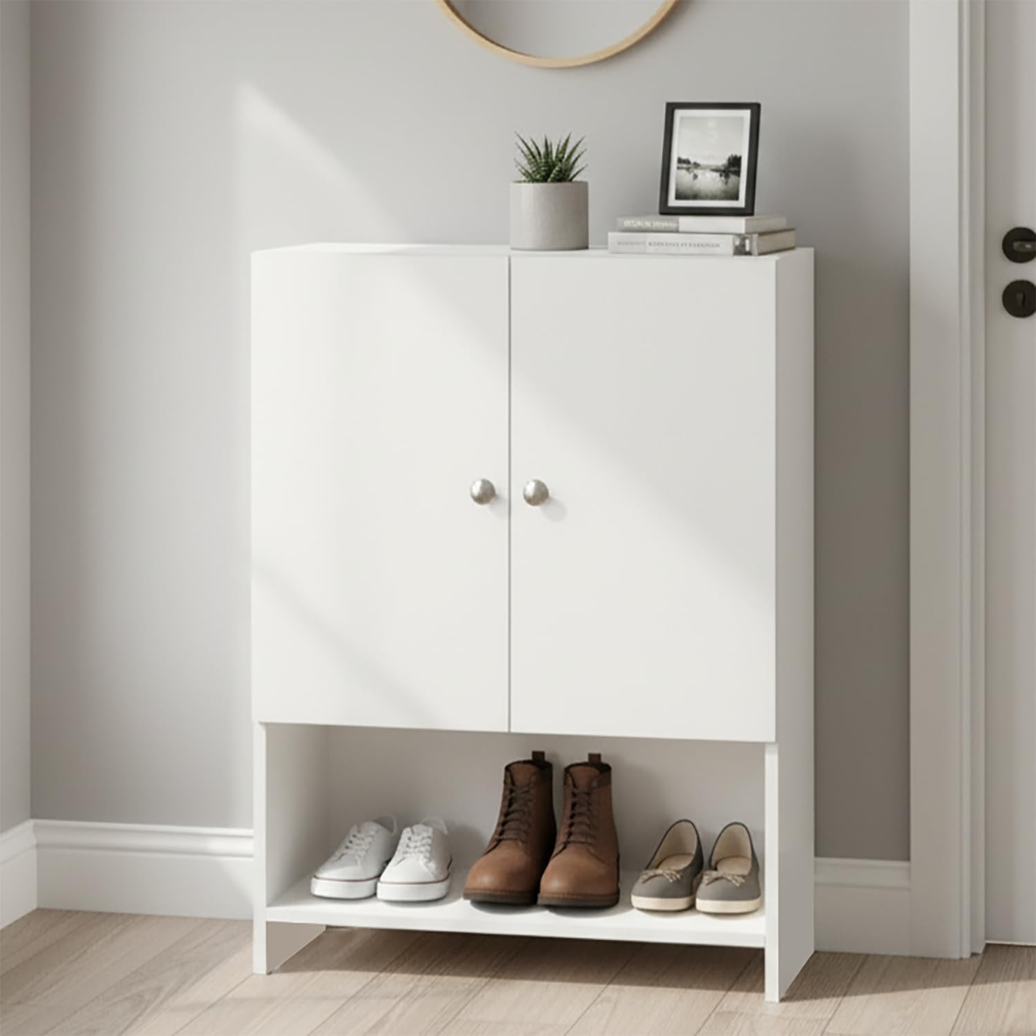 FURNEASER Arbor Wooden Shoe Rack for Home Storage Organizer Shoe Rack Cabinet Slipper Footwear Stand Rack 6 Shelves, Store Up to 16 Pairs (Wenge & White) (White)-image-22