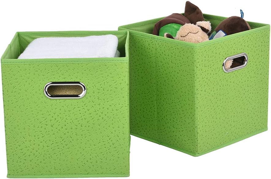 VCCUCINE Foldable Fabric Drawer Cube Basket (Grass Green)