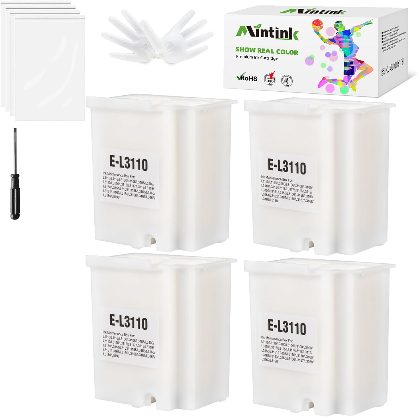 L3110 Maintaince Box Replacemen Waste Ink Pad for Ecotank ET-2800 ET-2803 ET-2400 ET-4800 ET-4700 ET-2720 ET-2820 ET-2710 ET-2712 ET-2714 L3110 Printers etc