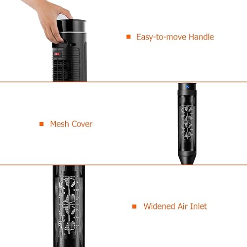 Miniatura 7 de GOFLAME Calentador de torre oscilante de cerámica, 34 pulgadas y 1500 W/1000 W con control remoto, ventilador eléctrico con termostato ajustable,