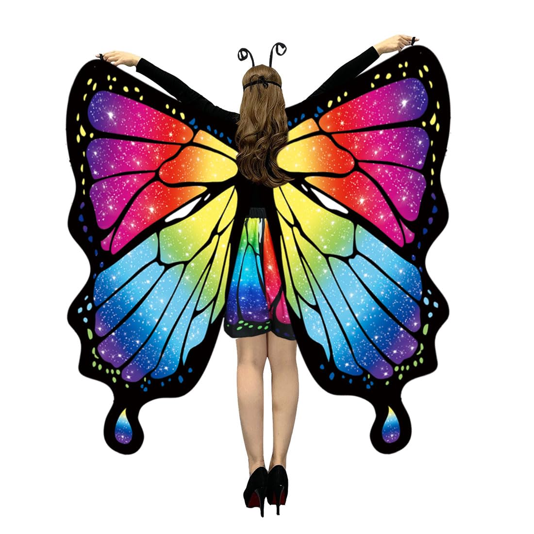Schmetterlingsflügel-Kostüme für Damen, Halloween-Schmetterlings-Umhang mit Rock, Erwachsene, Feen-Kostüm-Party-Set