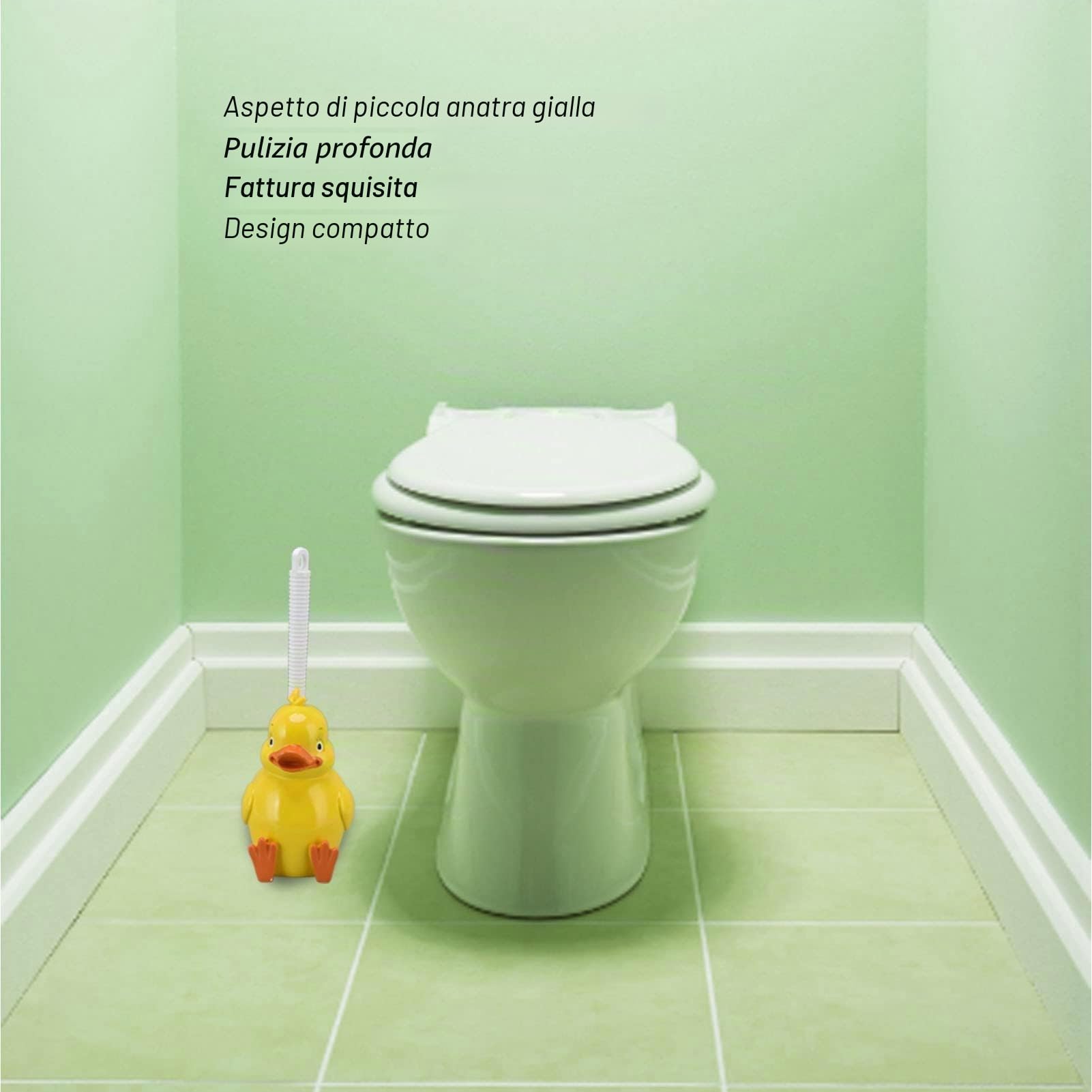 Atyhao Spazzola per WC, Resina ABS Piccola Papera Gialla Spazzola per la Pulizia della Toilette Senza Cuciture con Base per Famiglia per Appartamento per Bagno