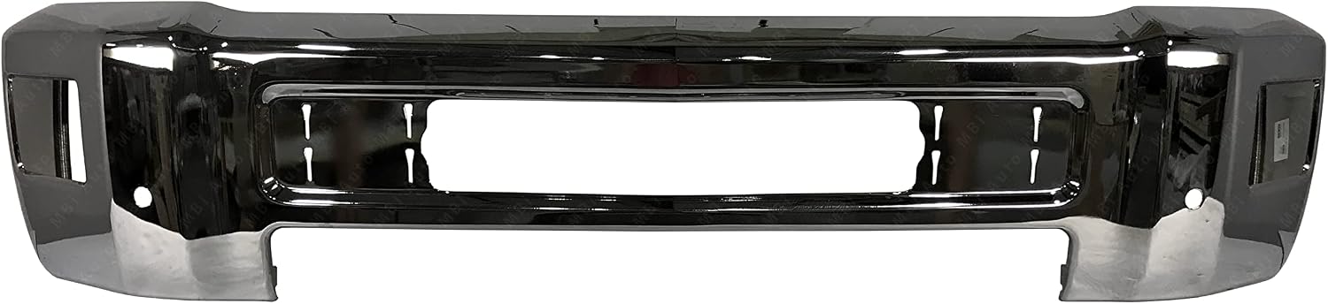 Chrome, Steel Front Bumper Face Bar Compatible with 2015-2019 Chevy Silverado 2500 & 3500 w/Fog & Park Assist 15-19, GM1002850