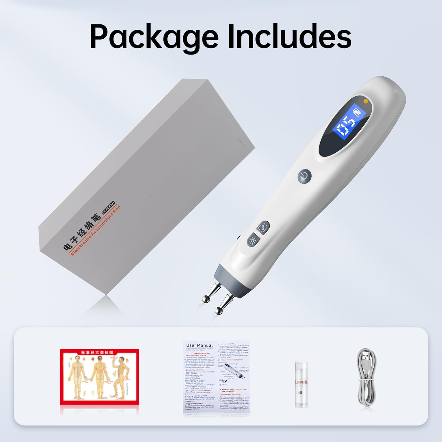 Electronic Acupuncture Pen Electric Meridian Acupressure Point Tool Massage Pulse Therapy Device for Pain Relief Rechargeable