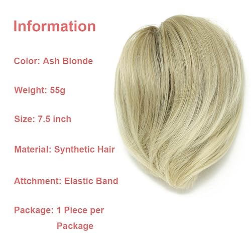 Miniatura 3 de KETHBE Pieza de pelo desordenado, moño sintético despeinado, pieza de pelo corto para cola de caballo sintética con banda de goma elástica, piezas