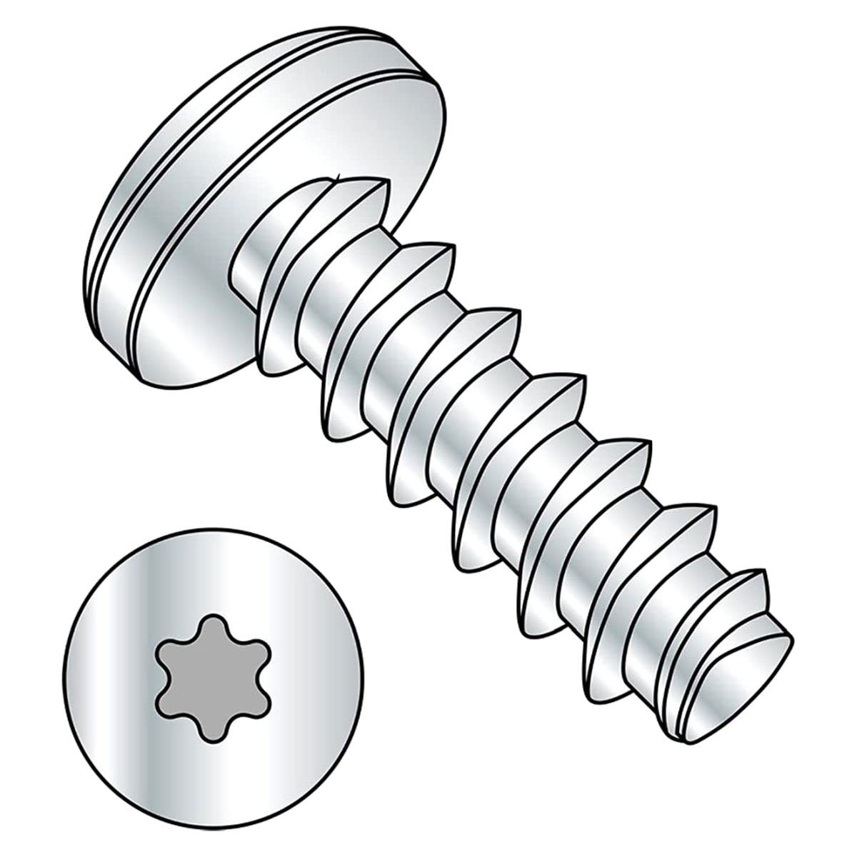 Small Parts -003LTP Steel Thread Rolling Screw for Plastic, Zinc Plated, Pan Head, Star Drive, #0-40 Thread Size, 3/16" Length (Pack of 50)