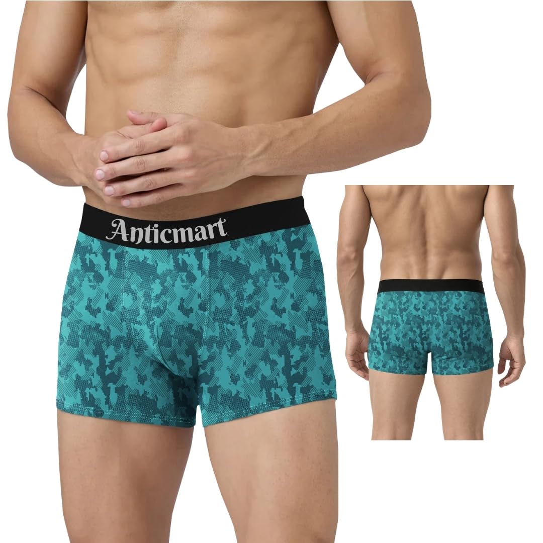 Men's Premium Printed Boxer Briefs Pack of 1 | Ultra Soft Stretch Trunks | Breathable Innerwear | Comfortable Waistband | All-Day Support Underwear for Men-picture-35
