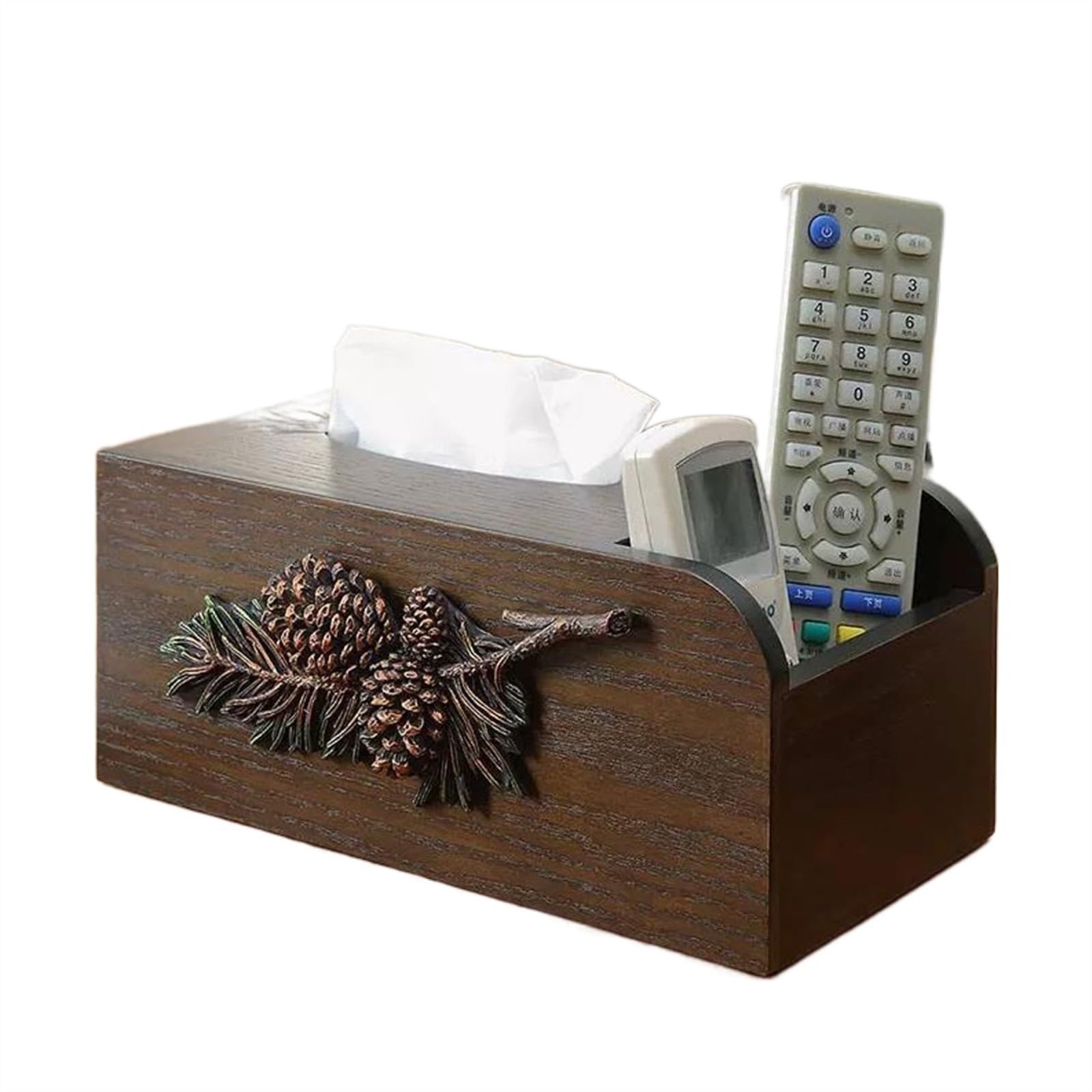 Porta Telecomandi Scatola for fazzoletti in legno 2 in 1 e supporto for telecomando, supporto for scatola for fazzoletti multifunzionale, coperchio for scatola for fazzoletti con contenitore, organize