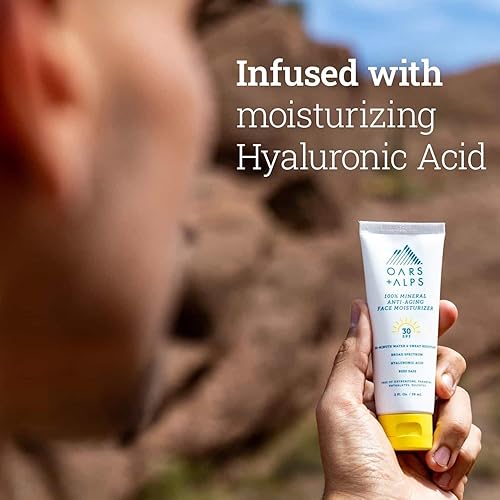 Miniatura 5 de Oars + Alps Protector solar mineral para rostro y cuerpo, SPF 30 antienvejecimiento facial y loción corporal, infundido con ácido hialurónico,
