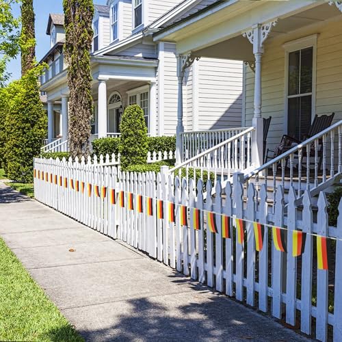 Image of AhfuLife 33 Ft German String Flags Banner for World Cup Decorations 2026, 30 Pcs Small Germany Bunting String Flags - Double Sided for Football Events Garden Party Celebration Decor (5.5x8.3 Inch)