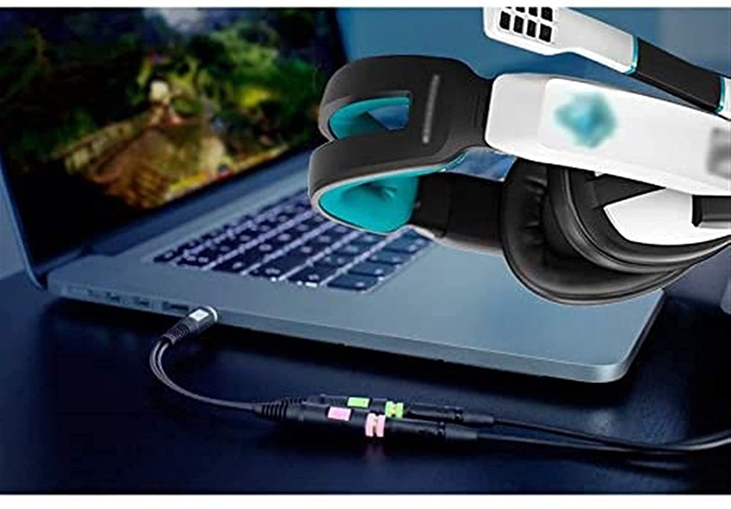 Zestaw słuchawkowy do gier, 3,5 mm, przewodowe, stereo, słuchawki do gier z mikrofonem do laptopa