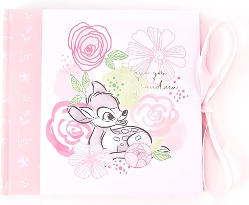 Happy Homewares Bambi I Love You Grandma - Álbum de fotos rosa - Un regalo mágico de cumpleaños - Capacidad para cincuenta fotos de 4 x 6 pulgadas -