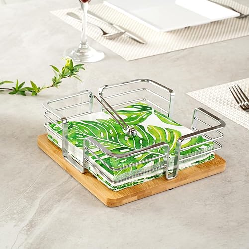 Miniatura 4 de Nature Tek - Servilletero cuadrado de bambú natural, con peso, 7 34 x 7 34 x 2 34 pulgadas, caja de 1 unidad