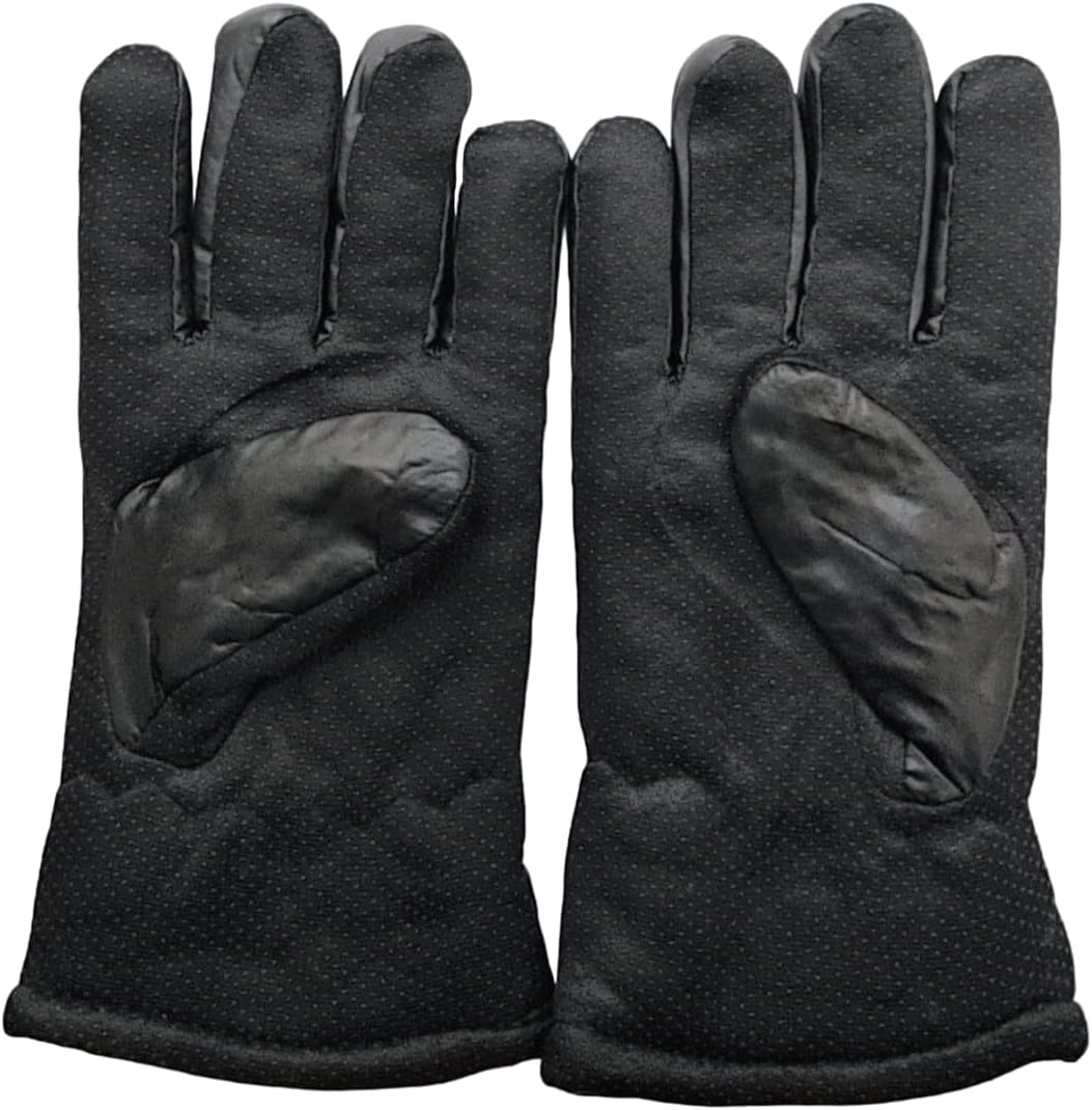 Alepo Winter PU Leather Gloves For Men, Warm Thermal Touchscreen Texting Typing Driving Motorcycle Gloves With Wool Lining (Black-L)