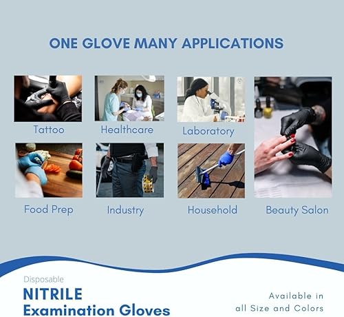 Miniatura 3 de Guantes de examen de nitrilo Derma bajo, probados para quimioterapia, sin látex, sin polvo, azul baya, 3.5 mil, S, M, L, XL