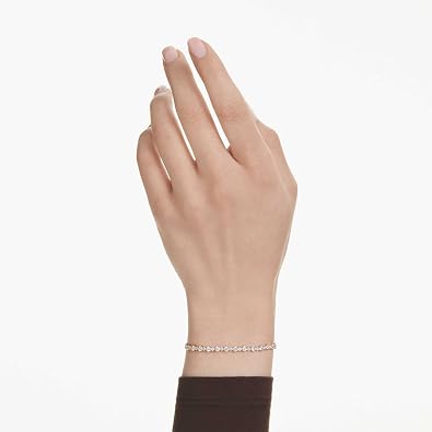 Swarovski Matrix Tennis Soft Bracelet, Mixed Size Round Cut Crystals, Rhodium and Gold-Tone Finishes