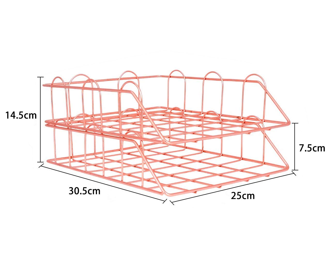Organizador de Escritorio EasyPAG A4 Metal 2 Niveles Bandejas Apilables Oro Rosa