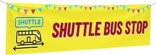Shuttle Bus Large Banners and Signs for Outdoor by Mavis Printing-Polyester Banner with 4 Holes for Easy Hang Indoor & Outdoor|4x1 Feet HD Print Sign to Promote Events| Made in USA