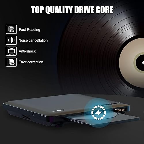 Miniatura 8 de Reproductor de DVD ultra delgado, reproductores de DVD HDMI AV más delgados para TV, diseño de 0.6 pulgadas con píxeles HD libres de región y