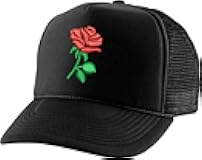 ALLNTRENDS Adult Trucker Hat Rose Embroidered Baseball Cap Cute Graphic Truckers Adjustable Snapback