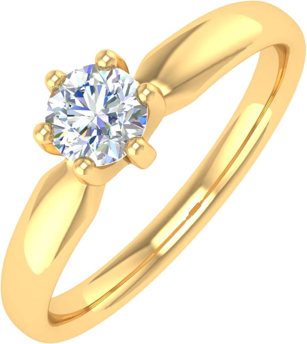 1/4 Carat 6-Prong Set Diamond Solitaire Engagement Ring Band in 10K Gold