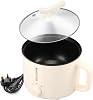 Electric Hot Pot with Steamer, 1.8 L Non-Stick Mini Electric Pot, 2 Gear Rapid Noodles Cooker, Portable Mini Stock Pot with Overheat Boil Dry Protection for Noodle, Pasta, Ramen (Single Layer)