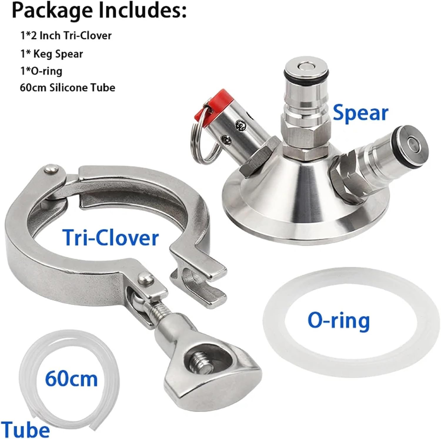 Keg Ball Lock Tapping Head 2'' Tri-Clover Kit Tri-Clamp Commercial Keg To Ball Lock Conversion,Homebrew Kegging Equipment