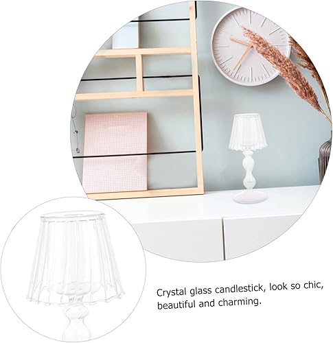 Miniatura 6 de IMIKEYA Portavelas de cristal candelabros, soporte para velas de cristal, lámpara de mesa, soporte de vela de mesa, decoración de la casa para el
